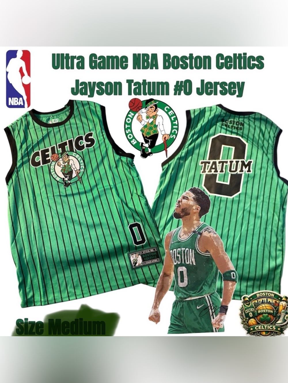 Ultra Game NBA Boston Celtics Jason Tatum #0 Jersey, Available Sizes XL or XXL